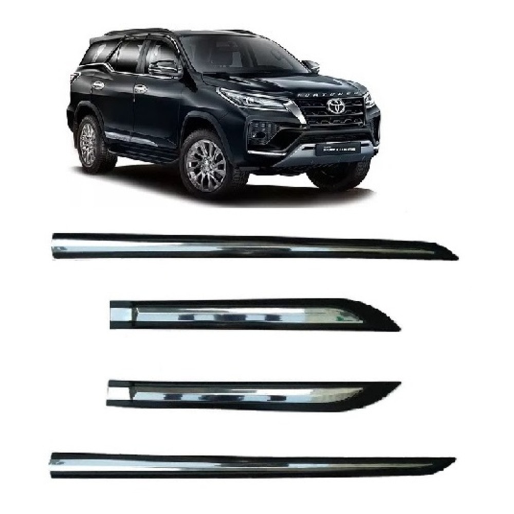 Door Side Beading For Fortuner   - Silver & Black